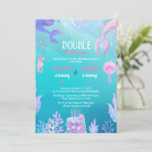 Kleine Zeemeermin kinder Dubbele Verjaardag Kaart (Staand voorkant)