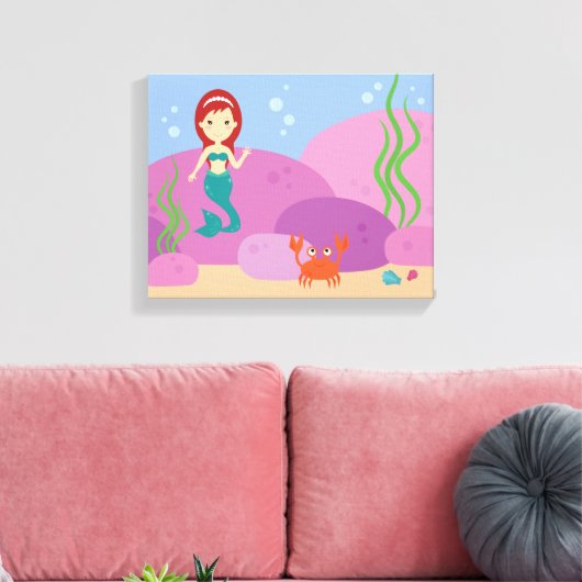 Kleine zeemeermin kwekerij kind kamer camvas print (Insitu (Woonkamer))