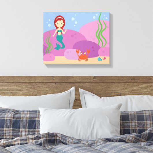 Kleine zeemeermin kwekerij kind kamer camvas print (Insitu (Slaapkamer))