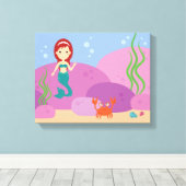 Kleine zeemeermin kwekerij kind kamer camvas print (Insitu (Houten vloer))