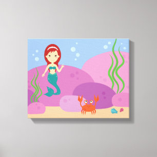 Kleine zeemeermin kwekerij kind kamer camvas print