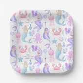 Kleine Zeemeermin Magisch Onder het zee Verjaardag Papieren Bordje (Voorkant)