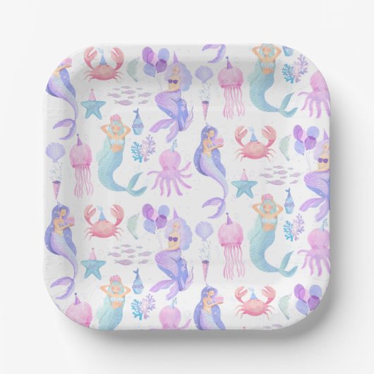 Kleine Zeemeermin Magisch Onder het zee Verjaardag Papieren Bordje (Voorkant)