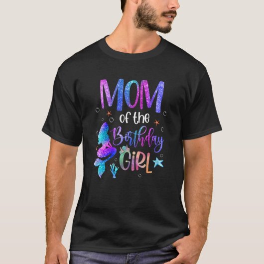 Kleine Zeemeermin mama van de moeder van het meisj T-shirt (Voorkant)