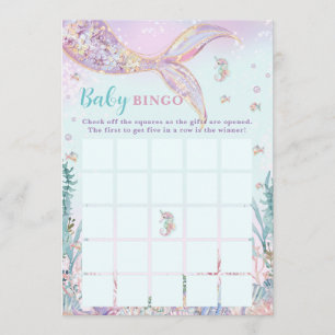 Kleine Zeemeermin Meisje Baby Borrel Bingo Spel Notitiekaartje