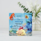 Kleine zeemeermin Merman onder het Zee Baby shower Kaart (Staand voorkant)