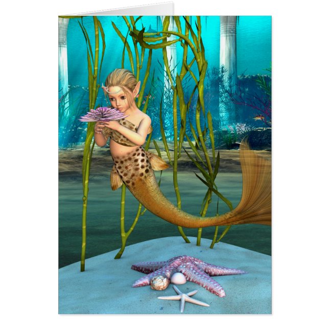 Kleine zeemeermin met Anemone Flower (Voorkant)