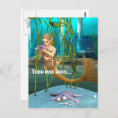 Kleine zeemeermin met Anemone Flower Briefkaart (Voorkant / Achterkant)