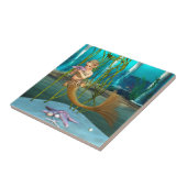 Kleine zeemeermin met Anemone Flower Tegeltje (Zijkant)