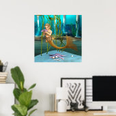 Kleine Zeemeermin met Anemoon Bloem Poster (Thuiskantoor)