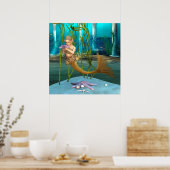 Kleine Zeemeermin met Anemoon Bloem Poster (Keuken)