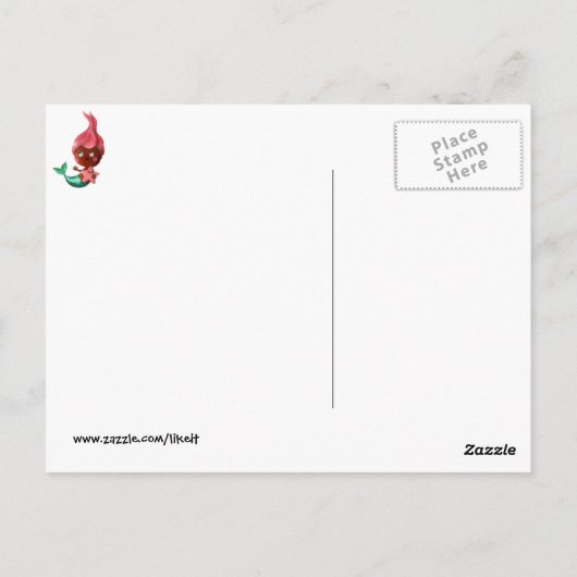 Kleine zeemeermin met roze haar briefkaart (Achterkant)