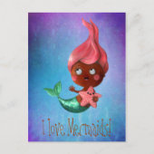 Kleine zeemeermin met roze haar briefkaart (Voorkant)