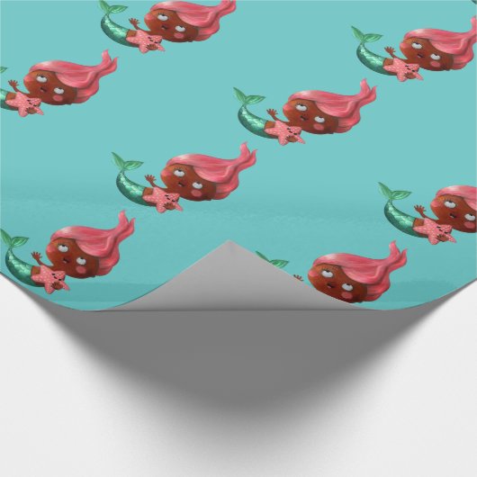 Kleine zeemeermin met roze haar cadeaupapier (Hoek)