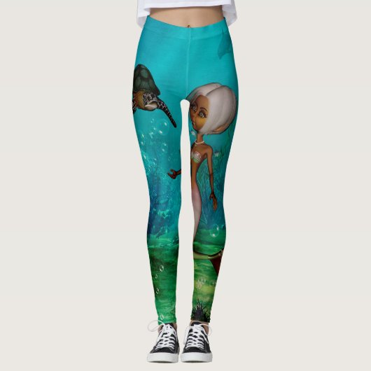 Kleine zeemeermin met schildpad leggings (Voorkant)