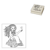 Kleine Zeemeermin met Seahorse Rubber Stamp Rubberstempel (Gestempeld)