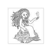 Kleine Zeemeermin met Seahorse Rubber Stamp Rubberstempel (Afrduk)
