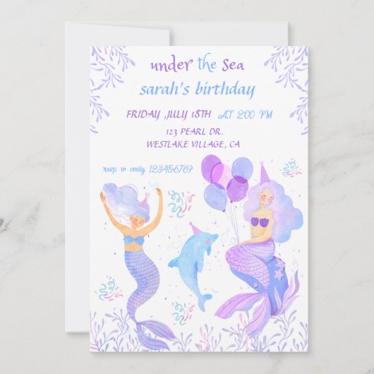 kleine zeemeermin onder de uitnodiging van de Zee  (Voorkant)