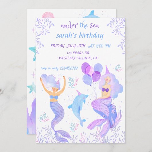 kleine zeemeermin onder de uitnodiging van de Zee  (Voorkant / Achterkant)