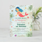 Kleine Zeemeermin Onder De Zee Gouden Glitter Verj Kaart (Staand voorkant)