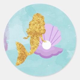 Kleine zeemeermin onder de Zee Party Favor Sticker