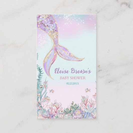 Kleine Zeemeermin Onder het Zee Baby Luier Raffle Informatiekaartje (Achterkant)