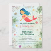 Kleine Zeemeermin Onder Het Zee Gouden Glitter Ver Kaart (Voorkant)