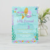 Kleine Zeemeermin Onder Het Zee Kinderen Verjaarda Kaart (Staand voorkant)
