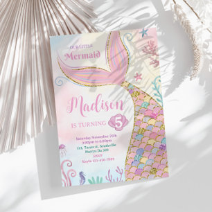 Kleine Zeemeermin Onder het Zee Magisch Meisje Ver Kaart