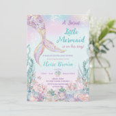 Kleine Zeemeermin Onder het Zee Meisje Baby shower Kaart (Staand voorkant)