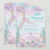 Kleine Zeemeermin Onder het Zee Meisje Baby shower Kaart (Voorkant / Achterkant)