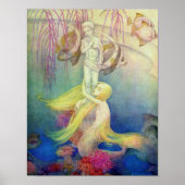  kleine zeemeermin onder het Zee Nursery Art Poster (Voorkant)