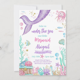 Kleine zeemeermin onder het Zee Verjaardag Kaart
