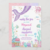 Kleine zeemeermin onder het Zee Verjaardag Kaart (Voorkant / Achterkant)