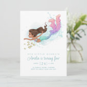 Kleine zeemeermin, onder het Zee Verjaardagsuitnod Kaart (Staand voorkant)