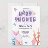 Kleine zeemeermin onder het Zeeen Baby shower Kaart (Voorkant)