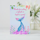 Kleine zeemeermin onder water bedankkaart (Staand voorkant)