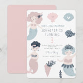 Kleine zeemeermin onder zee Magic Birthday Kaart (Voorkant / Achterkant)