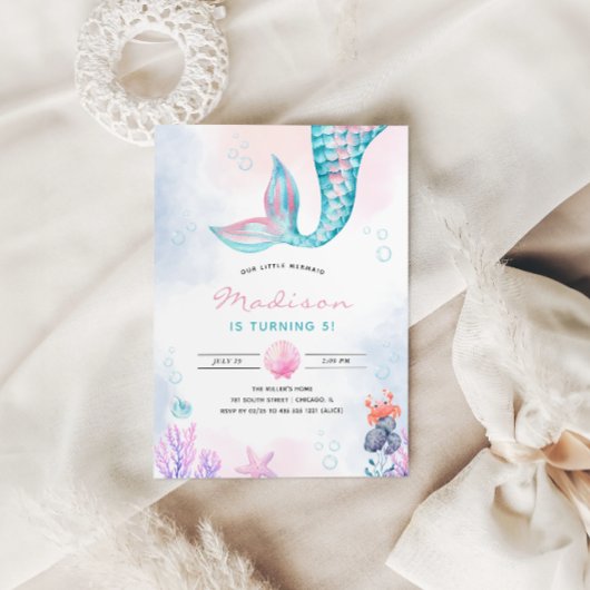 Kleine Zeemeermin Onderwater Verjaardag Kaart