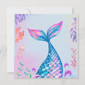 Kleine zeemeermin onderwater verjaardag uitnodigin (Achterkant)