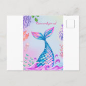 Kleine zeemeermin onderwater verjaardag uitnodigin uitnodiging briefkaart (Achterkant)