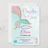 Kleine Zeemeermin ONEder Het Zee 1e Verjaardagsfee Kaart (Voorkant)