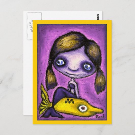 Kleine zeemeermin op een haaientaxi briefkaart (Voorkant / Achterkant)