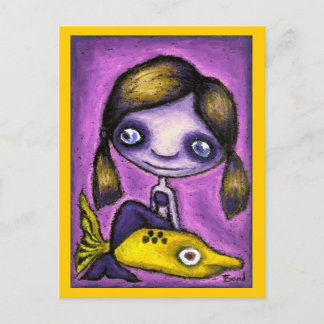 Kleine zeemeermin op een haaientaxi briefkaart