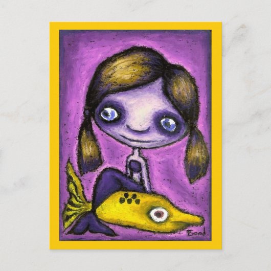 Kleine zeemeermin op een haaientaxi briefkaart (Voorkant)