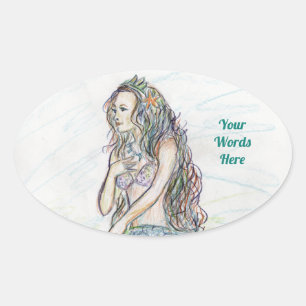 Kleine zeemeermin op Rock Art Custom Decal Sticker