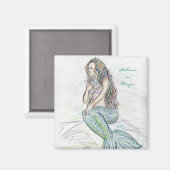 Kleine zeemeermin op Rock Custom Refkoelkast Magne Magneet (Voorkant / Achterkant)