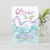 Kleine zeemeermin op Zee 1e verjaardag Kaart (Staand voorkant)