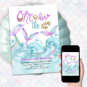 Kleine zeemeermin op Zee 1e verjaardag Kaart