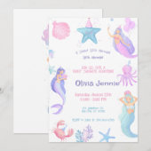 Kleine Zeemeermin Paarse Roze Baby shower Kaart (Voorkant / Achterkant)